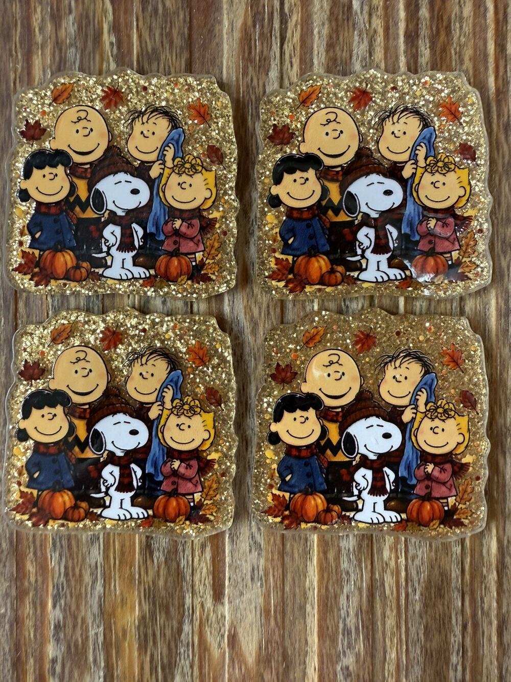 4 Pc Fall Snoopy Characters Acrylic Flatbacks